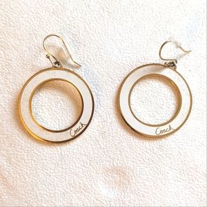 Coach white and gold circular earrings